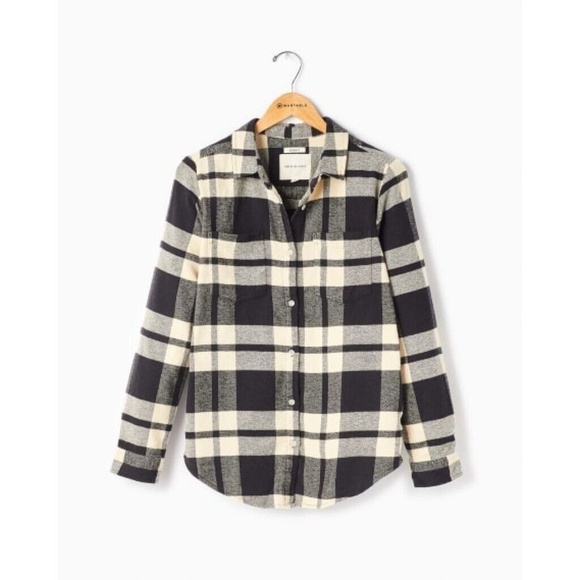 NWT!! THREAD & SUPPLY Baxter Plaid Shirt Black & Beige Buttondown Flannel Large - Picture 10 of 16